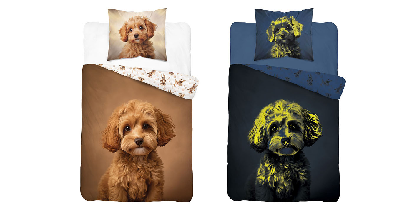 pościel 160x200 świecąca piesek cavapoo